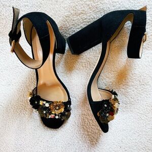 J Crew Collection sandals with sequin flowers, gorgeous! EUC!